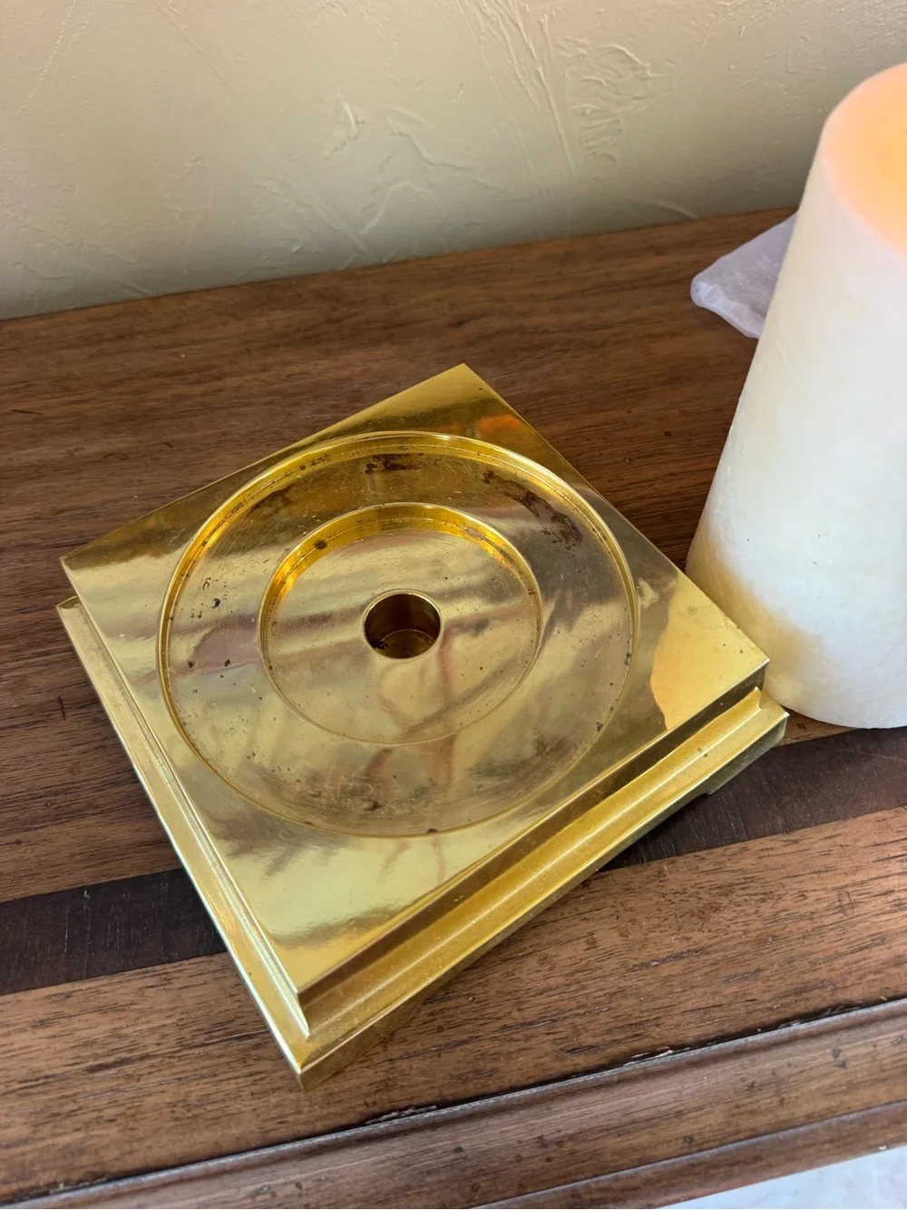 Crystal Cut Glass Hurricane Candle Holder with White LED Candle